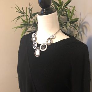 Tribal knit sweater with wrap tie waste